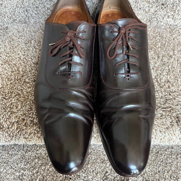 Gucci Men's Brown Leather Lace Ups Oxfords